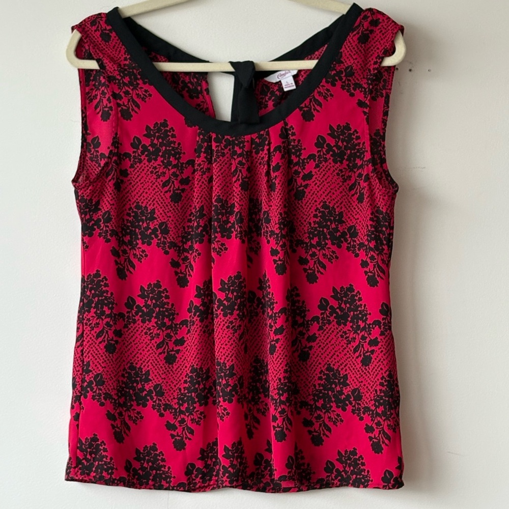 Y2K Candie’s Red & Black Floral Blouse Size L